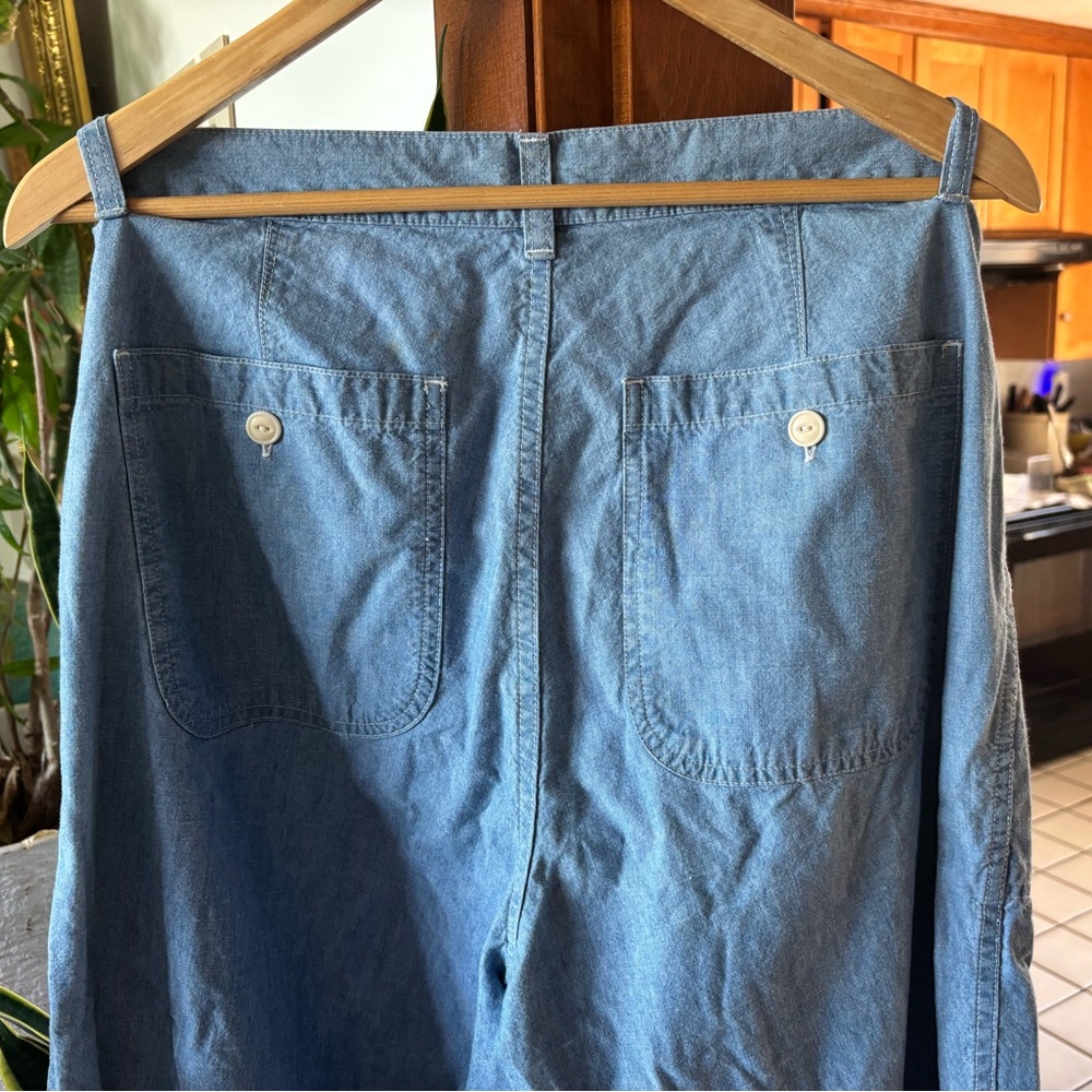 Vintage Polo by Ralph Lauren Chambray Cotton wide leg trousers, size 32 - Picture 6 of 11